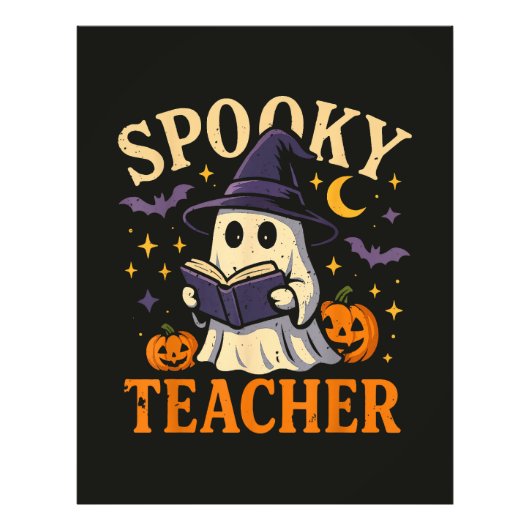 オバケの先生のハロウィン お化け 読書 フォトプリント            (正面)