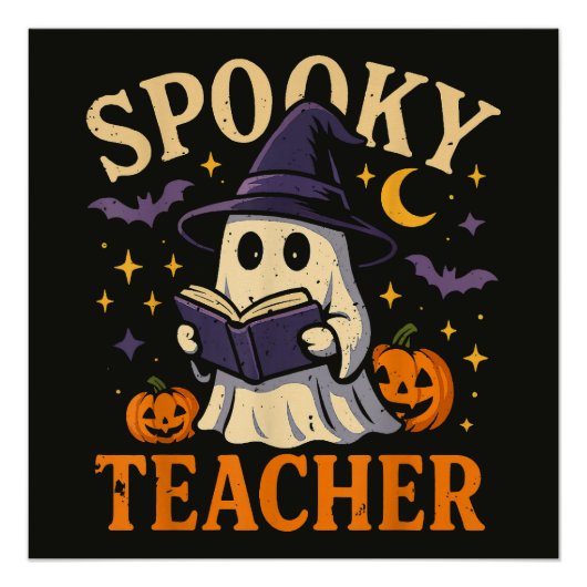オバケの先生のハロウィン お化け 読書 ポスター (正面)