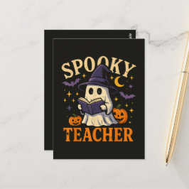 オバケの先生 ハロウィン かわいい お化け 読書 ポストカード