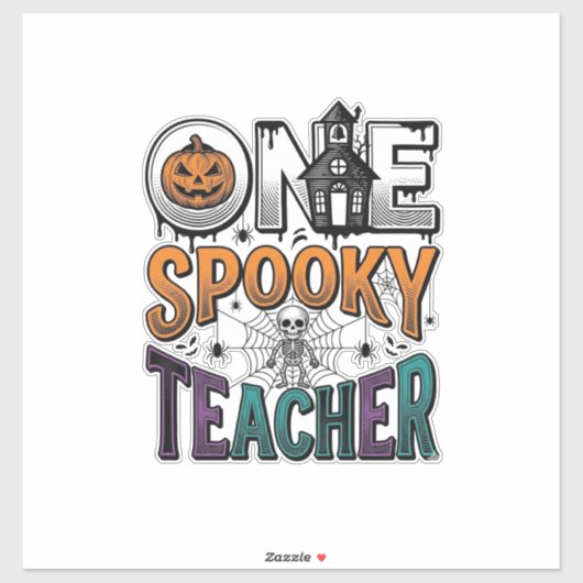オバケ先生のハロウィンベクターデザイン1 シール (シート)