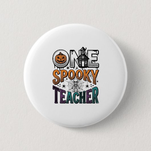 オバケ先生のハロウィンベクターデザイン1 缶バッジ (正面)