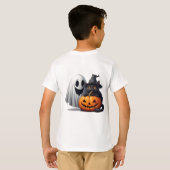 オバケ猫のかぼちゃ ハロウィン 🎃 Tシャツ (裏面フル)