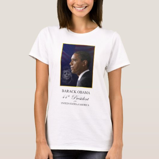 オバマおよびケネディ-女性Tシャツ大統領 Tシャツ (正面)
