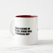 -オバマがヘルスケアをしくじればアンチオバマ ツートーンマグカップ (正面左)