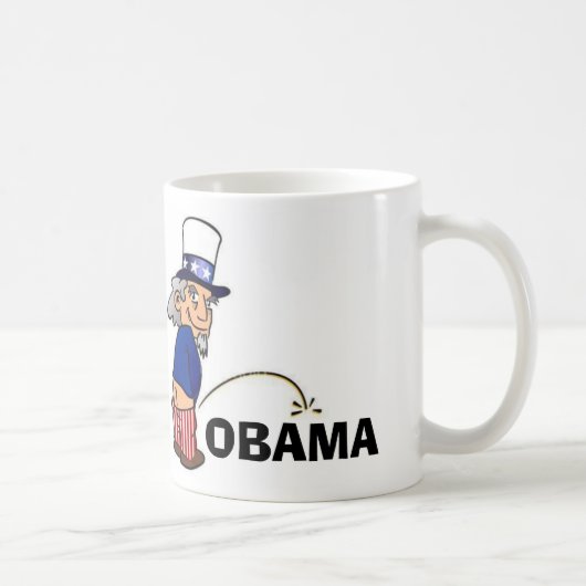 オバマで小便をしている米国市民 コーヒーマグカップ (右)