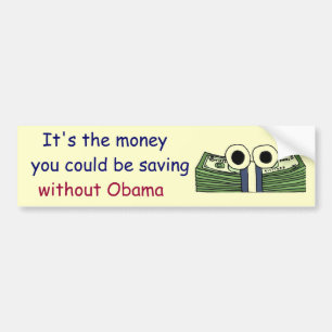 オバマなしで節約の広告 バンパーステッカー