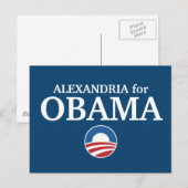 オバマのためのアレクサカスタムンドリアあなたの都パーソナライズされた市 ポストカード (正面/裏面)
