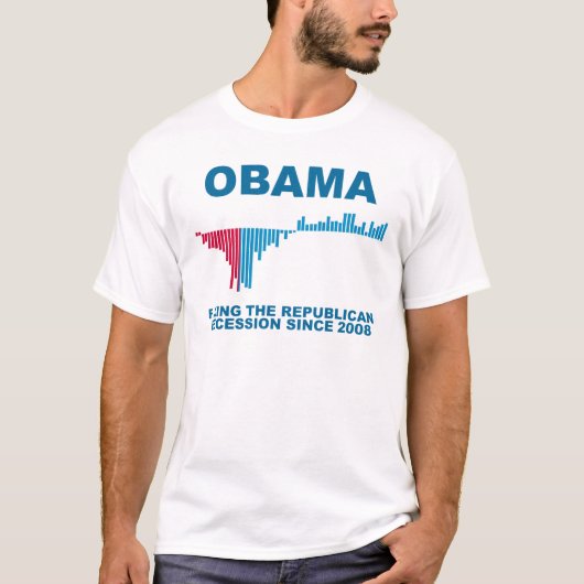 オバマの仕事成長グラフ Tシャツ (正面)