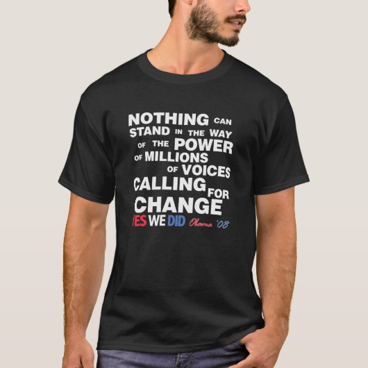 オバマの勝利の引用文 Tシャツ (正面)