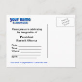 オバマの就任式のパーティの招待状 インビテーションポストカード (裏面)