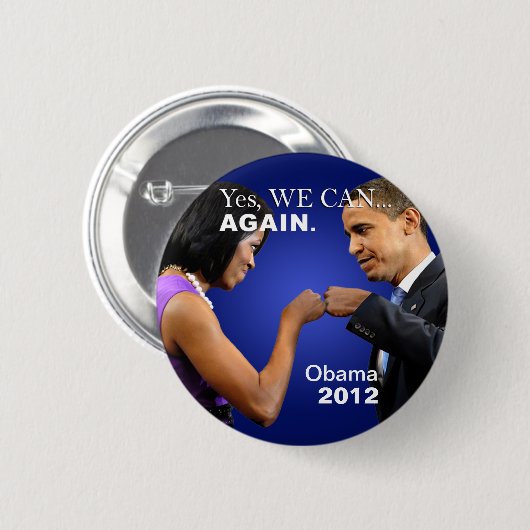 オバマの握りこぶしの隆起- Yes私達は、再度できます 缶バッジ (正面&裏面)