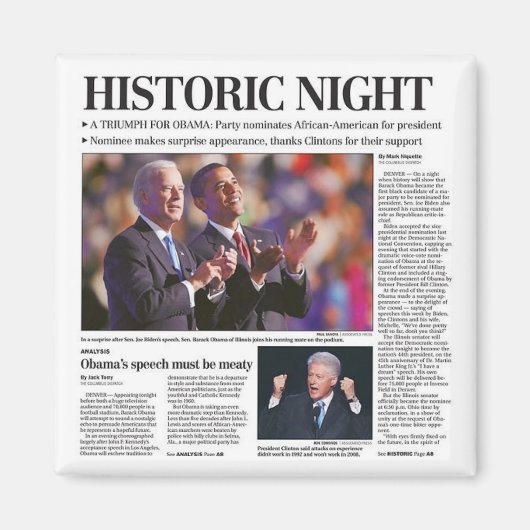 オバマの歴史的な夜磁石 マグネット (正面)