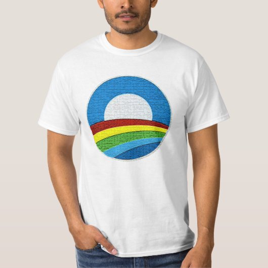 オバマの虹の円のデザインのTシャツ Tシャツ (正面)