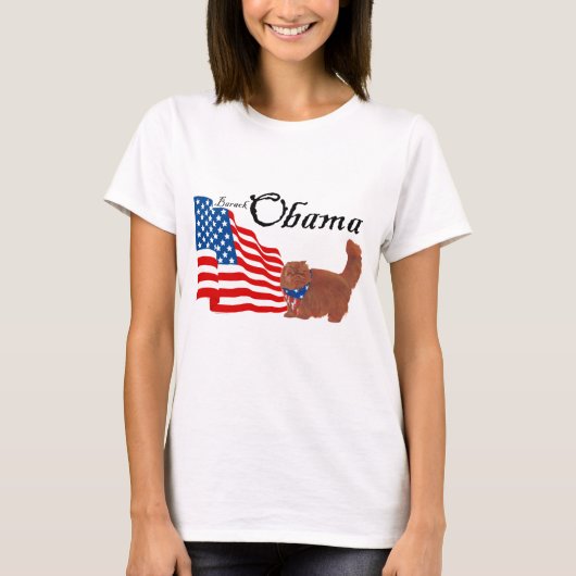 オバマの赤いペルシャ猫 Tシャツ (正面)