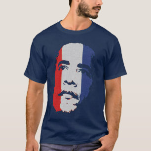 オバマの赤く白く及び青の顔のワイシャツ Tシャツ