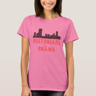 オバマの長袖レディースワイシャツのためのBostonians Tシャツ