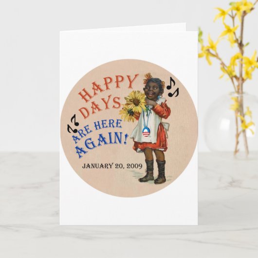 オバマの黒いアメリカの幸せな日は再度ここにあります カード (黄色い花)