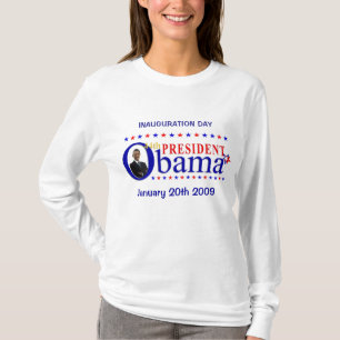 オバマの2009年就任式日-ずっと袖のティーの Tシャツ