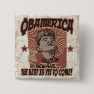 オバマのObamericaを用心して下さい 缶バッジ