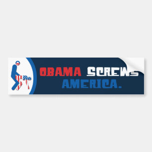 オバマはアメリカのバンパーステッカーをねじで締めます バンパーステッカー