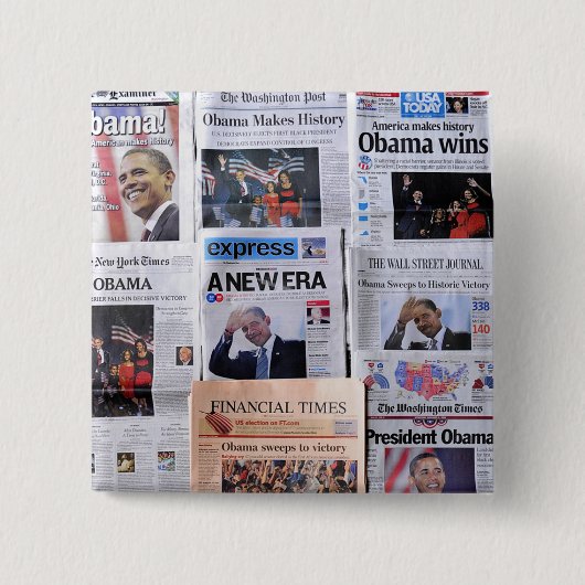 オバマはボタンに勝ちます 缶バッジ (正面)