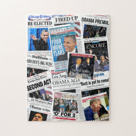 オバマは新聞コラージュのパズルを再選しました ジグソーパズル