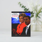 オバマは私のステープラーを取りました ポストカード (スタンド正面)