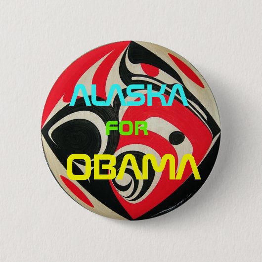 オバマアラスカボタン 缶バッジ (正面)