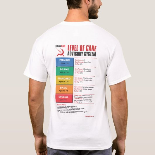 オバマケアのヘルスケアの諮問システム: Tシャツ (裏面)