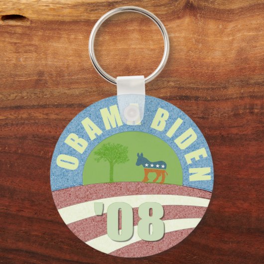 オバマバイデン氏'08ヴィンテージロゴキーチェーン キーホルダー (正面)