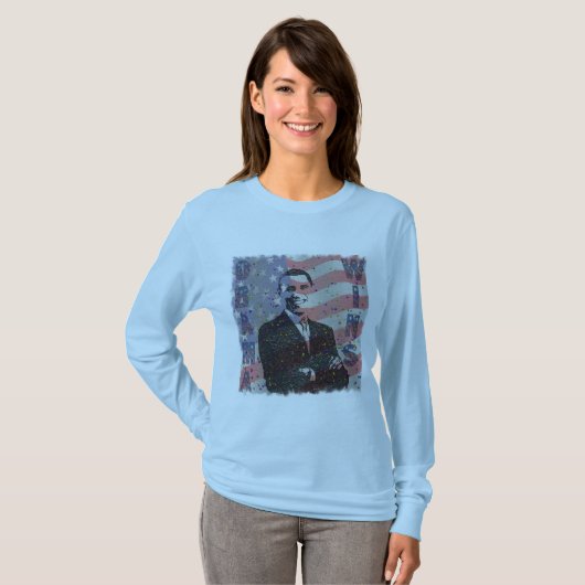 オバマバイデン氏「08のYes私達はレディースフード付きスウェットシャツをしました Tシャツ (正面フル)