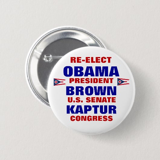 オバマブラウンKapturのためのオハイオ州 缶バッジ (正面&裏面)