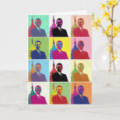 オバマポップ・アートの美術大統領の誕生日 カード (黄色い花)