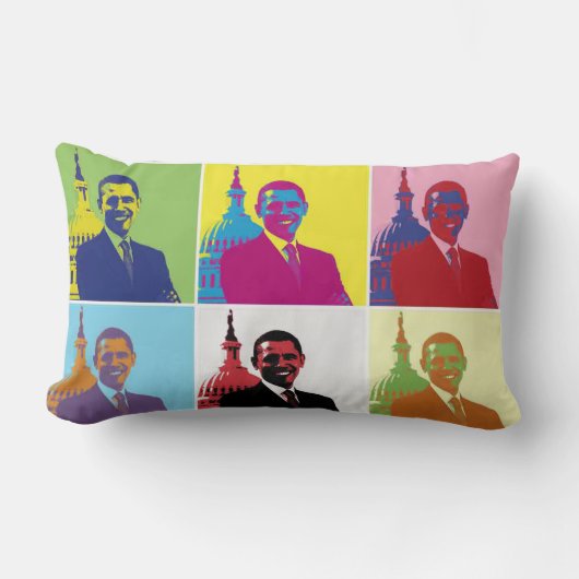 オバマポップ・アートの芸術大統領 ランバークッション (正面)