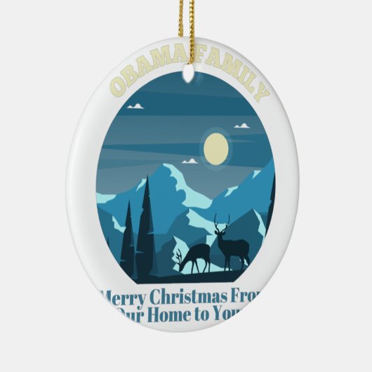 オバマ一家が我が家からクリスマスを楽しむ セラミックオーナメント (右)