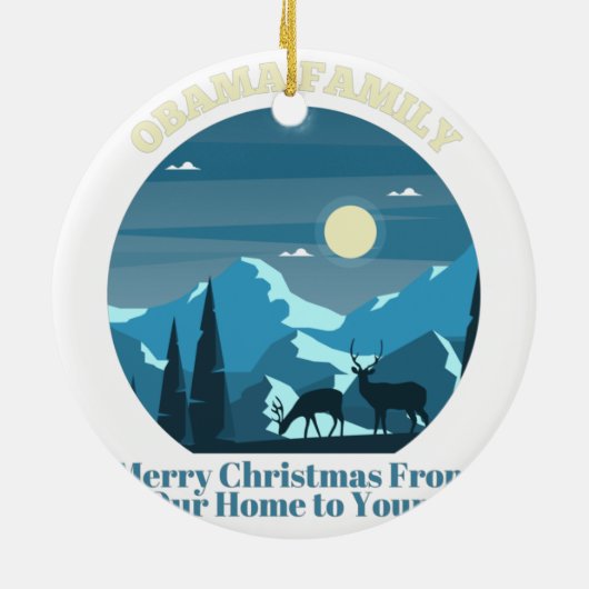 オバマ一家が我が家からクリスマスを楽しむ セラミックオーナメント (裏面)
