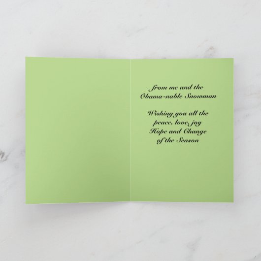 オバマ可能な雪だるまクリスマスカード シーズンカード (内部)