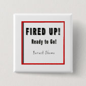 オバマ大統領がB/W/R広場に行く準備を整えた 缶バッジ (正面)