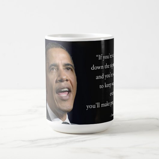 オバマ大統領とモチベーションの引用が美しい コーヒーマグカップ (中央)