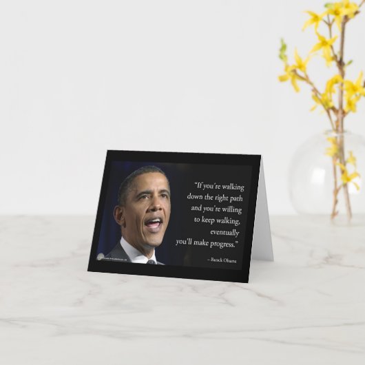 オバマ大統領と「進歩させる」引用文 カード (黄色い花)