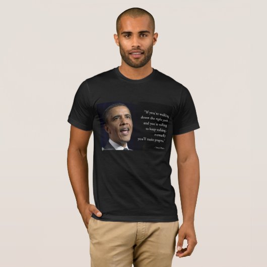 オバマ大統領と"進歩を遂げる"名言 Tシャツ (正面フル)