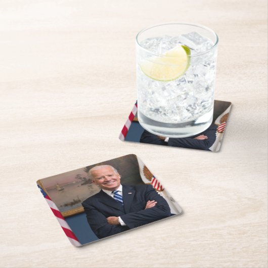 オバマ大統領のジョーバイデン氏副大統領 スクエアペーパーコースター (インサイチュ)