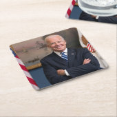 オバマ大統領のジョーバイデン氏副大統領 スクエアペーパーコースター (アングル)