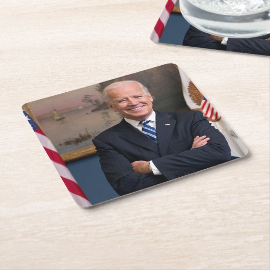 オバマ大統領のジョーバイデン氏副大統領 スクエアペーパーコースター (アングル)