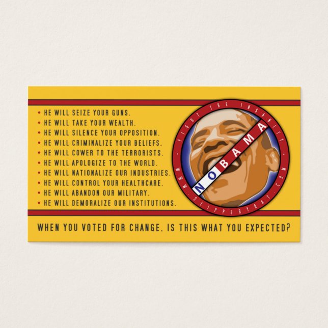 オバマ大統領は「変化に投票したとき…」 名刺 (正面)