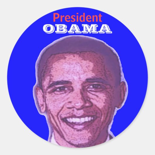オバマ大統領ステッカー ラウンドシール (正面)