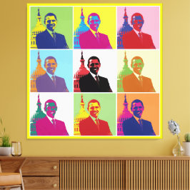 オバマ大統領ファンキー・モダンポップアート キャンバスプリント