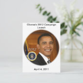 オバマ大統領2012年のキャンペーン開始 ポストカード (スタンド正面)