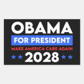オバマ大統領2028年に再びアメリカを気に作る 長方形シール (正面)