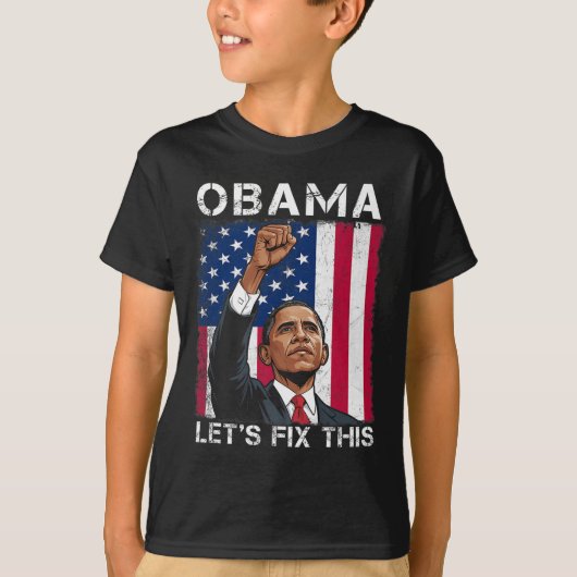 オバマ大統領2028米国国旗オバマ2028 Tシャツ (正面)